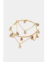 Gold Plated Bracelet with Hanging Chains and Crystals