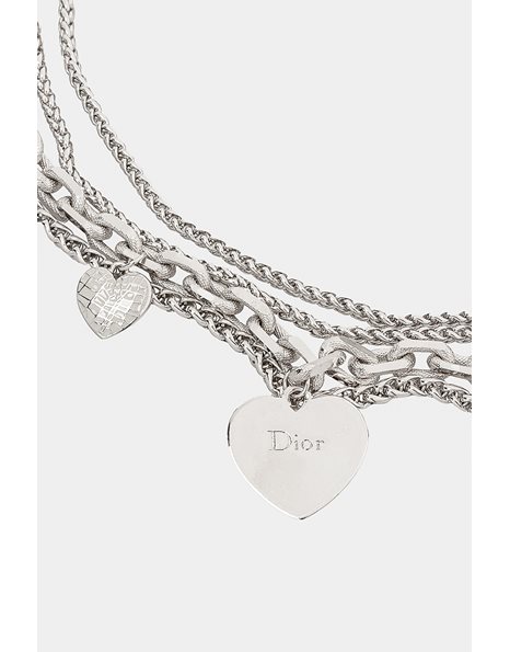 Silver Tone Necklace / Chain with Heart - Shaped Charms