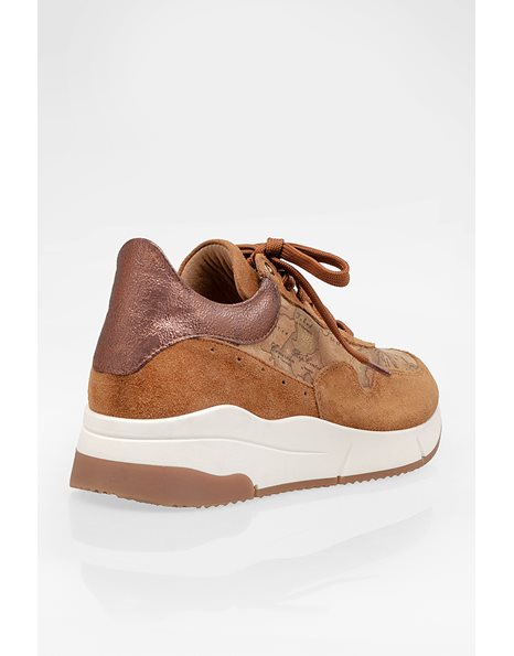 Brown Suede Sneakers with Map Print / Size: 40 - Fit: True to Size