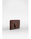 Brown Leather Wallet with Decorative Clasp