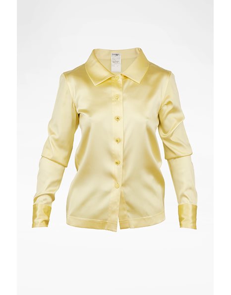 Lemon Υellow Silk Satin Shirt / Size: FR36 - Fit: True to Size