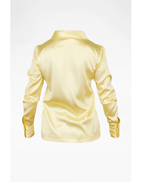 Lemon Υellow Silk Satin Shirt / Size: FR36 - Fit: True to Size
