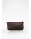Dark Brown Nylon Vanity Case with Bamboo Detail on the Zipper