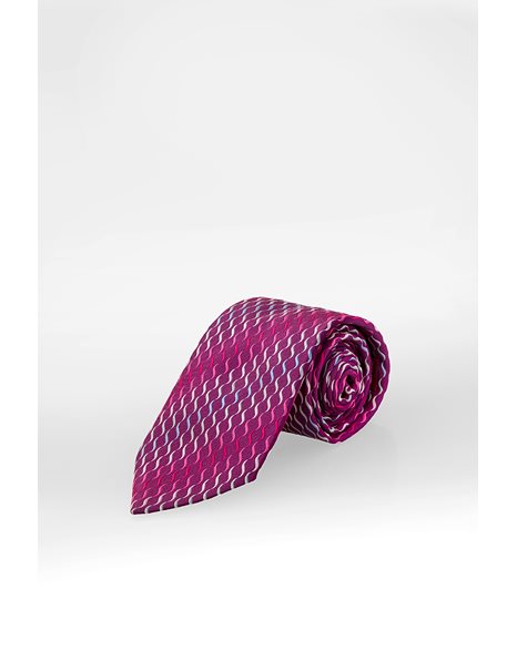 Magenta Silk Tie with Colorful Print