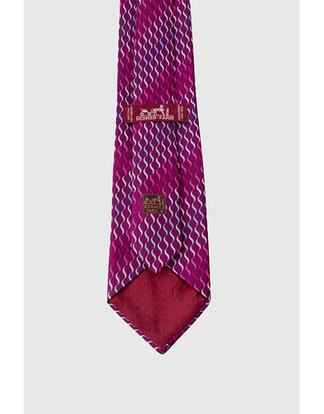 Magenta Silk Tie with Colorful Print
