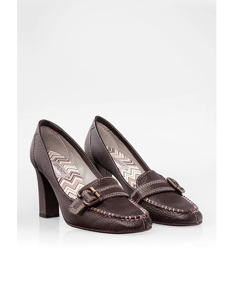 Dark Brown Leather Loafer - Heels / Size: 38 - Fit: True to Size