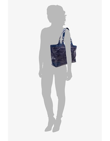 Royal Blue Patent Leather Tote Bag with Front Logo