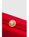 Κόκκινο Σατέν Clutch με Διακοσμητική Πέρλα και Χρυσή Αλυσίδα