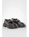 Black Leather Loafers with Dark Silver Buckle - Size: 39 - Fit: True to Size