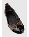 Brown Monogram Ballerinas with Decorative Bow and Patent Leather Detail - Size: 39 - Fit: True to Size