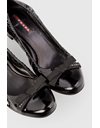 Black Patent Leather Pumps with Decorative Bow - Size: 39 - Fit: True to Size