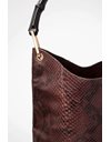 Brown Python Skin Shoulder Bag with Bamboo Handle