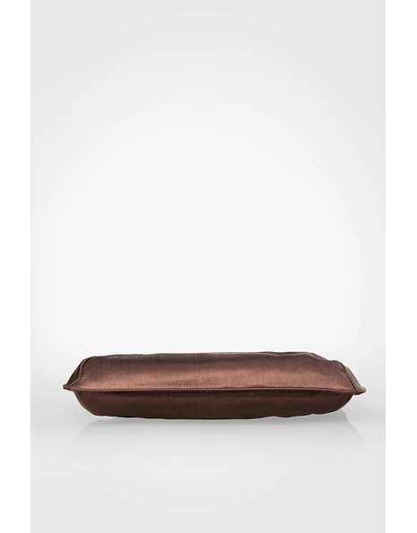 Brown Satin Clutch with Decorative Metallic Hoop and Fringes