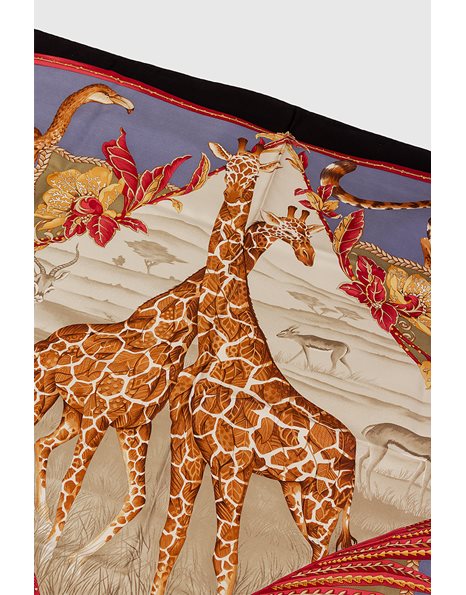 Silk Scarf with Giraffe Print 