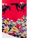 Red Silk Scarf with Horse Racing Print
