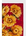 Red Satin Scarf with Sunflower Print