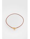 Tan Leather Choker with Gold Heart
