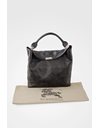 Large Black Leather Shoulder Bag with Embossed Signature Check