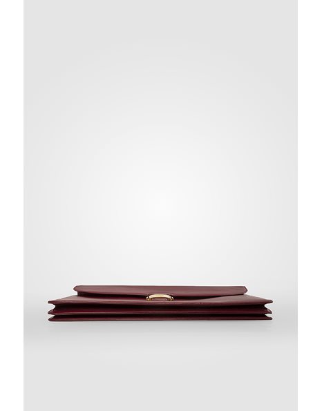 Burgundy Leather Briefcase with Gold Tone Details