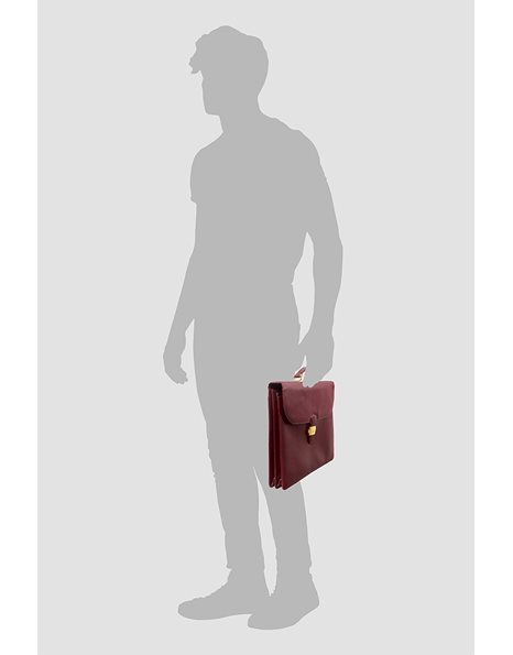 Burgundy Leather Briefcase with Gold Tone Details