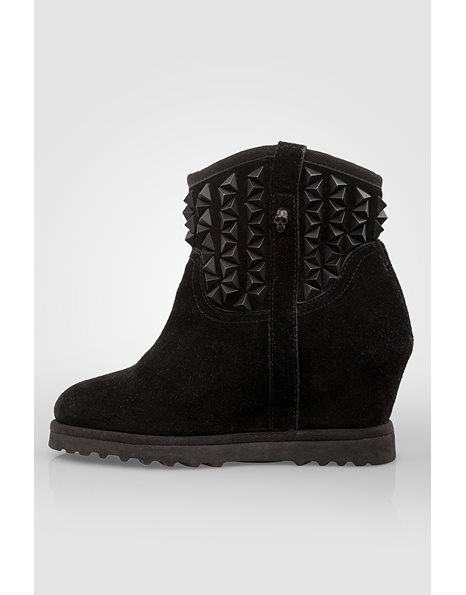 Black Suede Boots with Studs / Size: 38 - Fit: 37