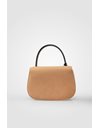 Small Tan Wool Bag with Black Leather Details
