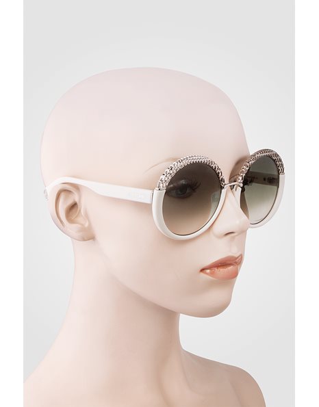 RC1104 White Acetate Sunglasses with Silver Details