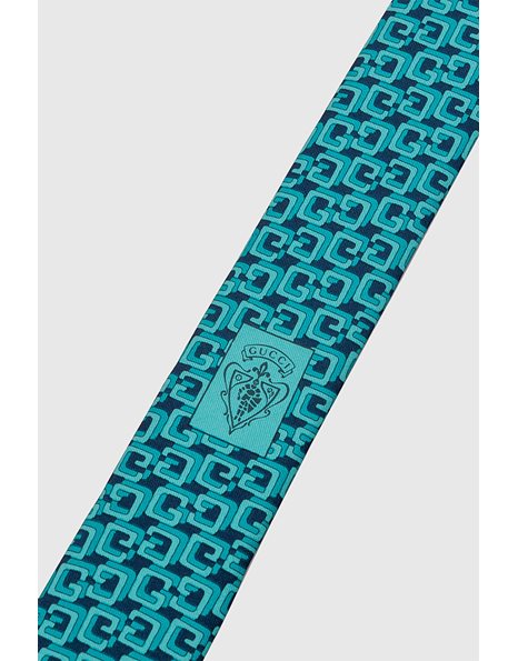 Τυρκουάζ Μεταξωτή Γραβάτα με Τυπωμένο Λογότυπο