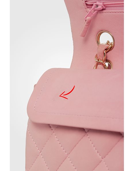 Small Pink Lambskin Classic Double Flap Bag with Gold Chain