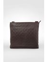 Dark Chocolate Brown Leather Guccissima Messenger Bag with Embossed Logo