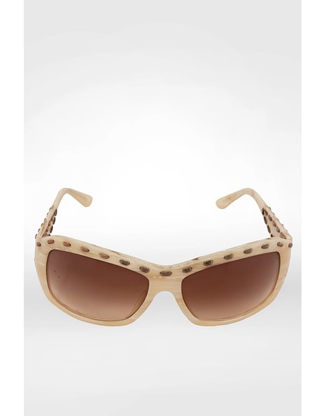 6316 Beige Acetate Sunglasses with Leather External Stitching