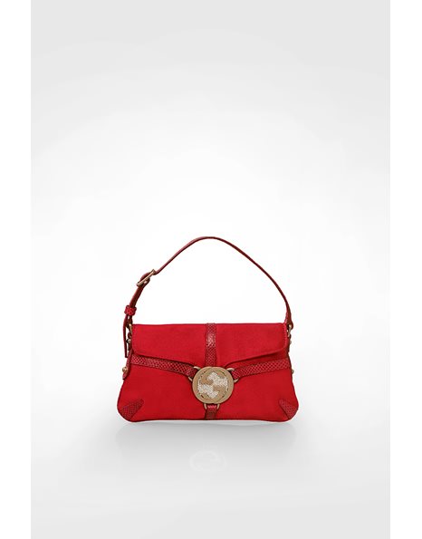 Red Satin Evening Bag with Diamante GG Logo