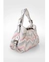 Large White Leather Bag with Colorful Stiches and Details