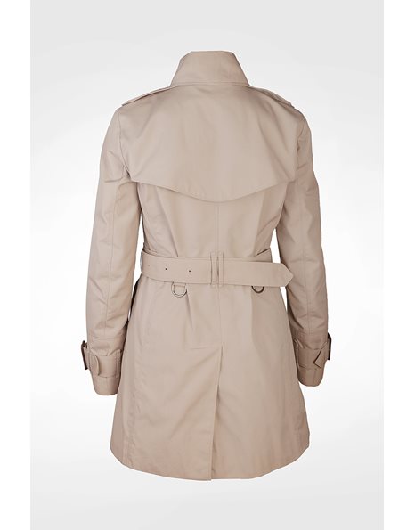 Classic Beige Knee-Length Trench Coat with Check Lining / Size: UK8 - Fit: Xsmall