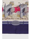 Navy Silk Scarf "Ecuries" with Horses Print