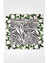Zebra Print Silk Scarf with Black Floral Frame