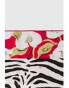 Zebra Print Silk Scarf with Red Floral Frame