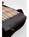 Large Unisex Haymarket Check Messenger Bag with Black Leather Details
