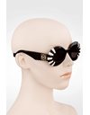 LW40091I Black Acetate Sunglasses with White Stripes and Logo on the Arms
