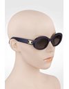 CL40194U Navy Oval Acetate Sunglasses with Logo on the Arms