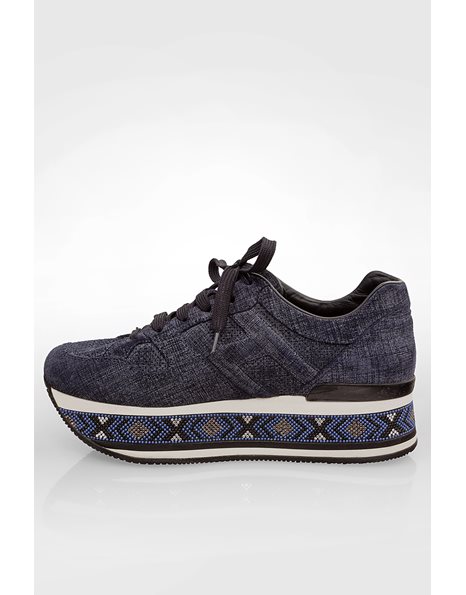 Denim Beaded Platform Sneakers / Size 40 - Fit: Regular