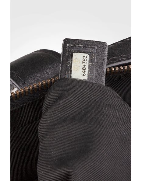 Black Leather Surpique Tote Bag