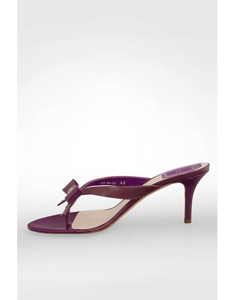 Purple Patent Leather Sandals with Decorative Bow / Size:40 - Fit: True to Size