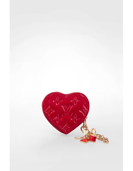 Κόκκινο Vernis Πορτοφολάκι σε Σχήμα Καρδιάς με Ανάγλυφο Μονόγραμμα