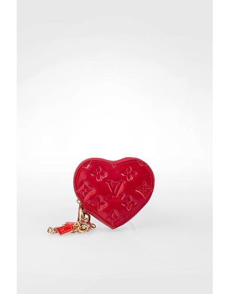 Κόκκινο Vernis Πορτοφολάκι σε Σχήμα Καρδιάς με Ανάγλυφο Μονόγραμμα